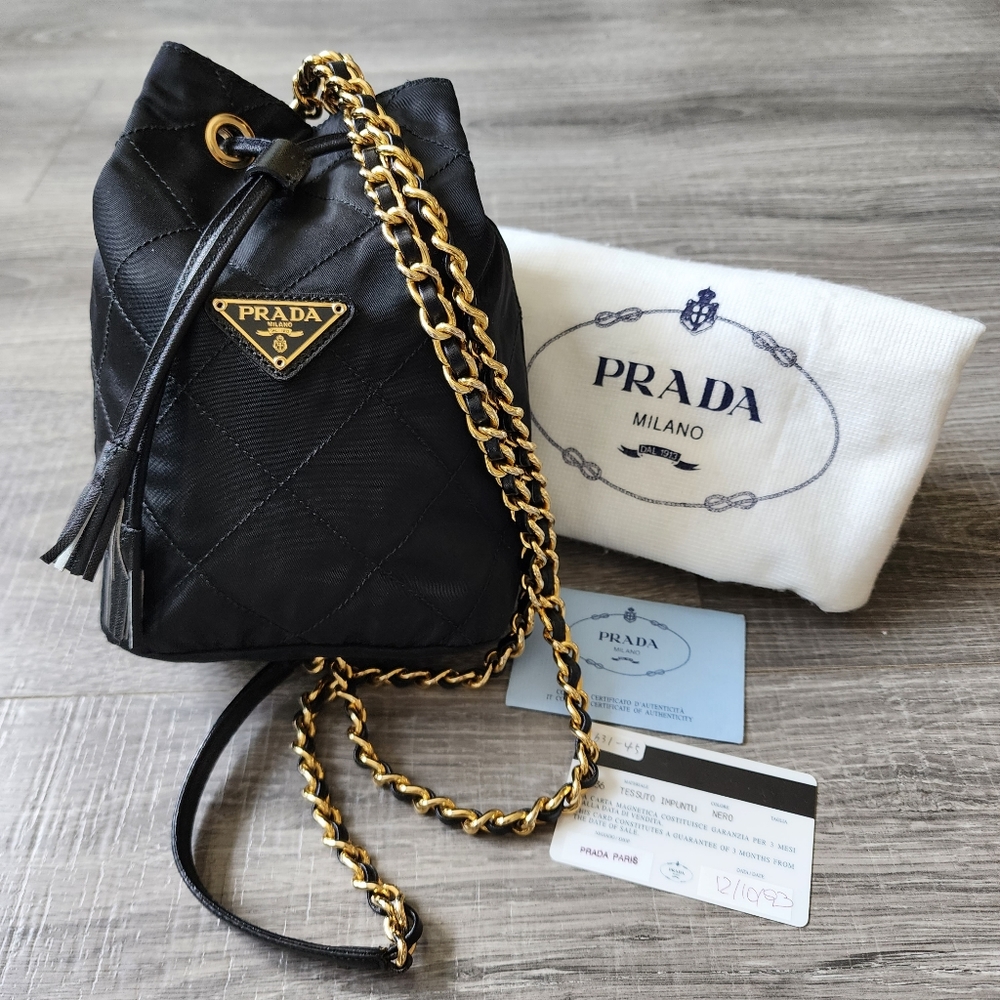 Prada Black Shoulder Bag with Gold Chain